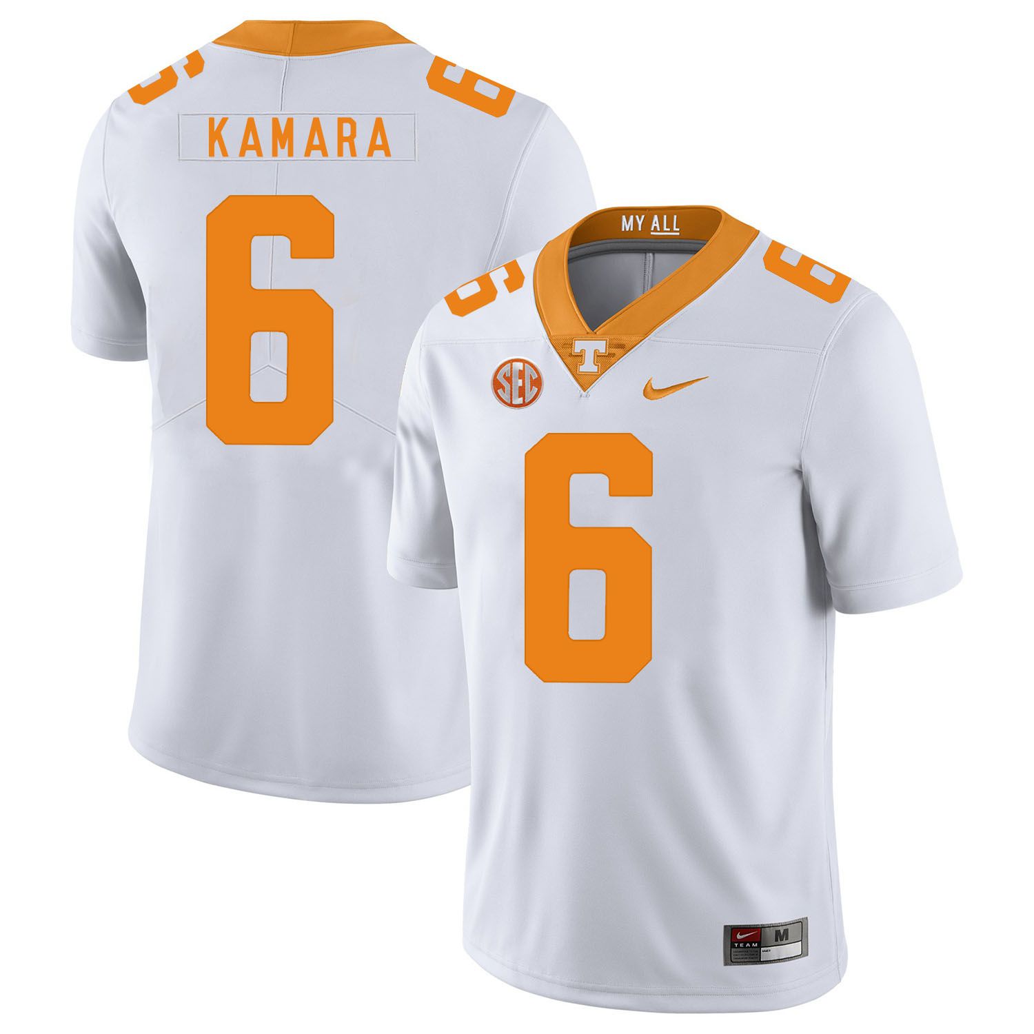 Men Tennessee Volunteers #6 Kamara White Customized NCAA Jerseys->customized ncaa jersey->Custom Jersey